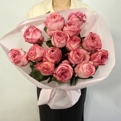 Роза, Пионовидная роза, цвет розовый, 15 шт