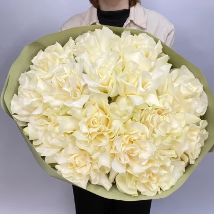 Роза, цвет белый, 15 шт
