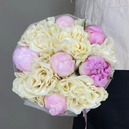 Роза, Пион, цвет белый, светло-розовый, 11 шт