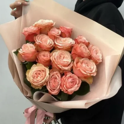 Роза, Пионовидная роза, цвет коралловый, 15 шт
