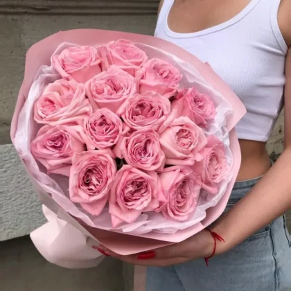 Роза, Пионовидная роза, цвет розовый, 15 шт