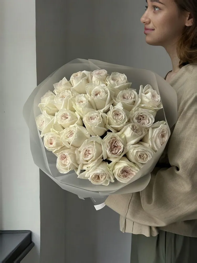 Роза, Пионовидная роза, цвет белый, 25 шт