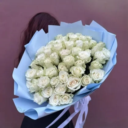 Роза, цвет белый, 51 шт