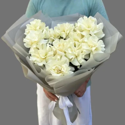 Роза, Пионовидная роза, цвет белый, 11 шт