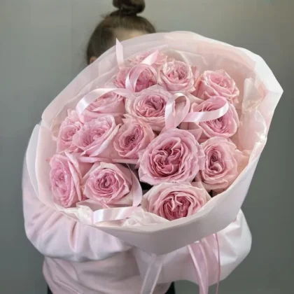 Роза, Пионовидная роза, цвет розовый, 15 шт