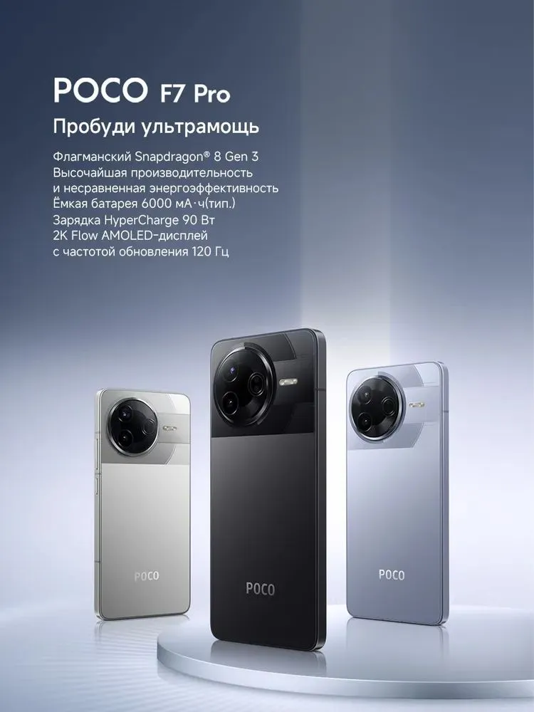 Xiaomi Смартфон Смартфон Xiaomi Poco F7 Pro 5G 12/256 ГБ Blue 12/256 ГБ, голубой — изображение 16