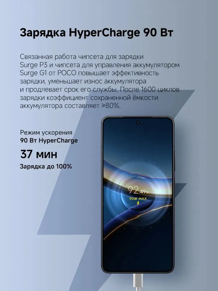 Xiaomi Смартфон Смартфон Xiaomi Poco F7 Pro 5G 12/256 ГБ Blue 12/256 ГБ, голубой — изображение 9